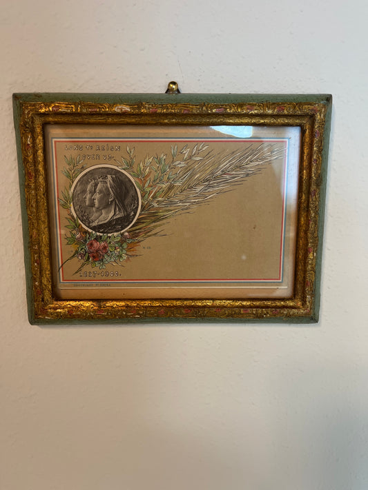 Antique Framed Postcard Of Queen Victoria