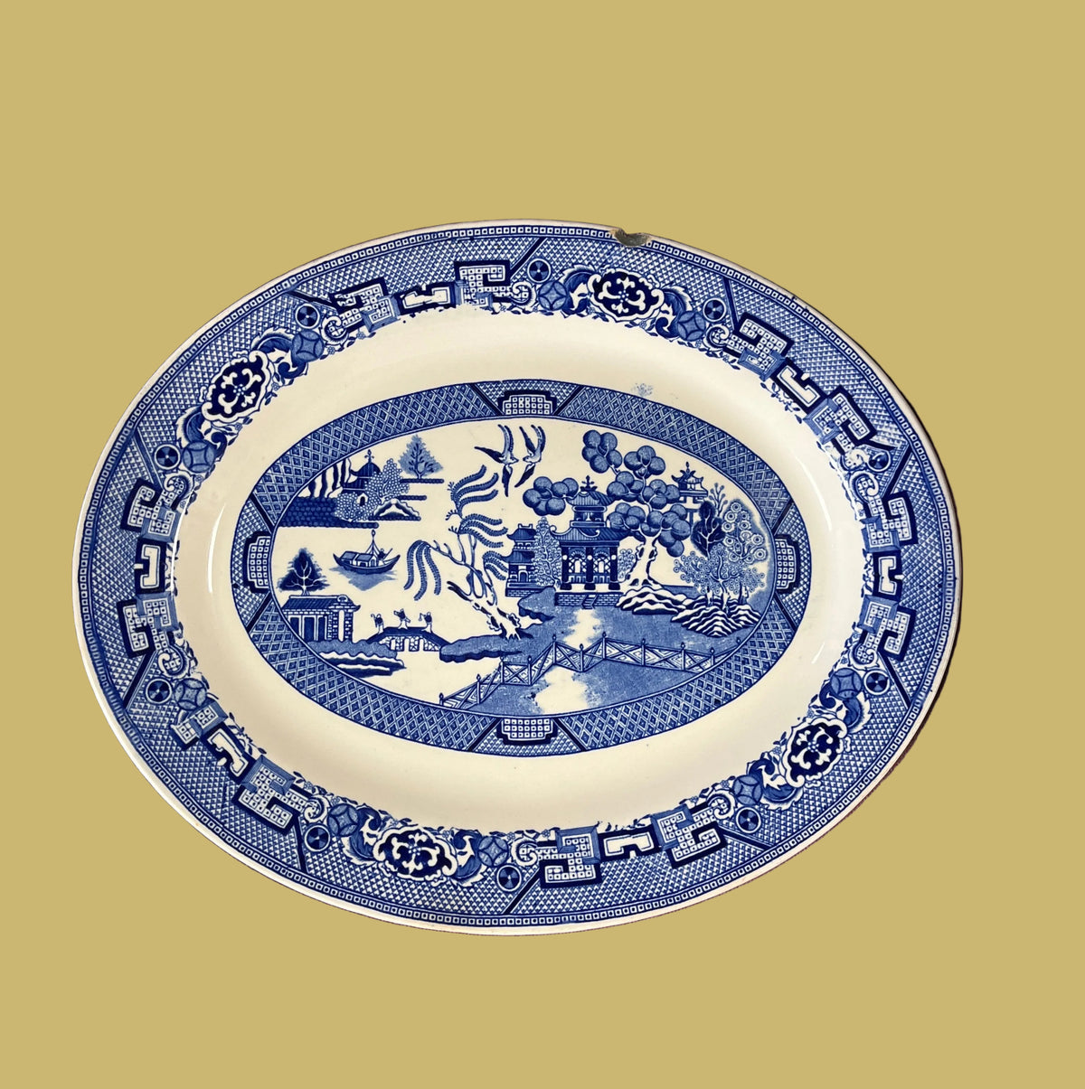 Vintage B&W Willow Pattern Platter