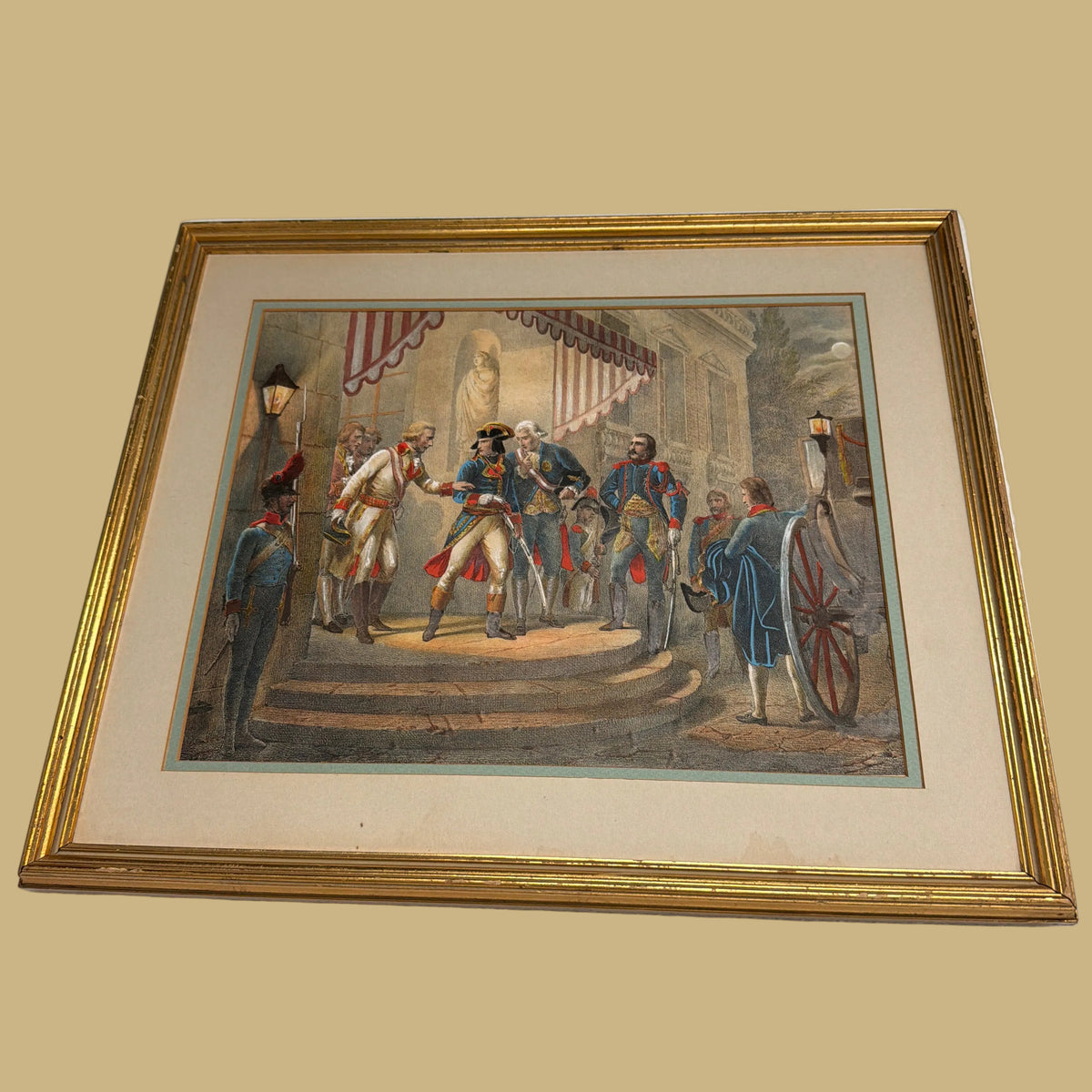 Hand-colored Etching of Napoleon Bonaparte at Udine, Signed