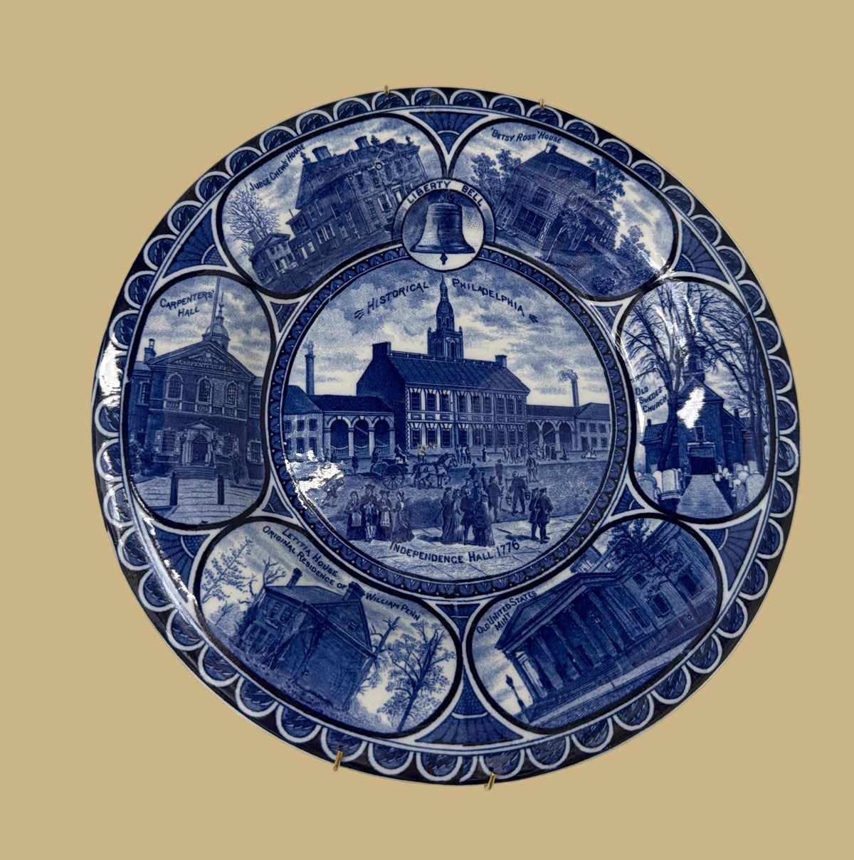 Vintage Staffordshire Plate - Independence Hall Philadelphia 1776