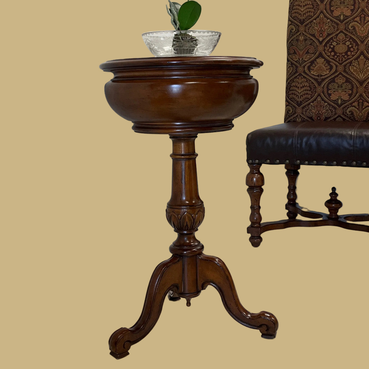 Mahogany Pedestal Lamp Table by Century Furniture