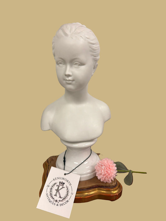 Bisque Bust Glazed Pedestal of Young Child