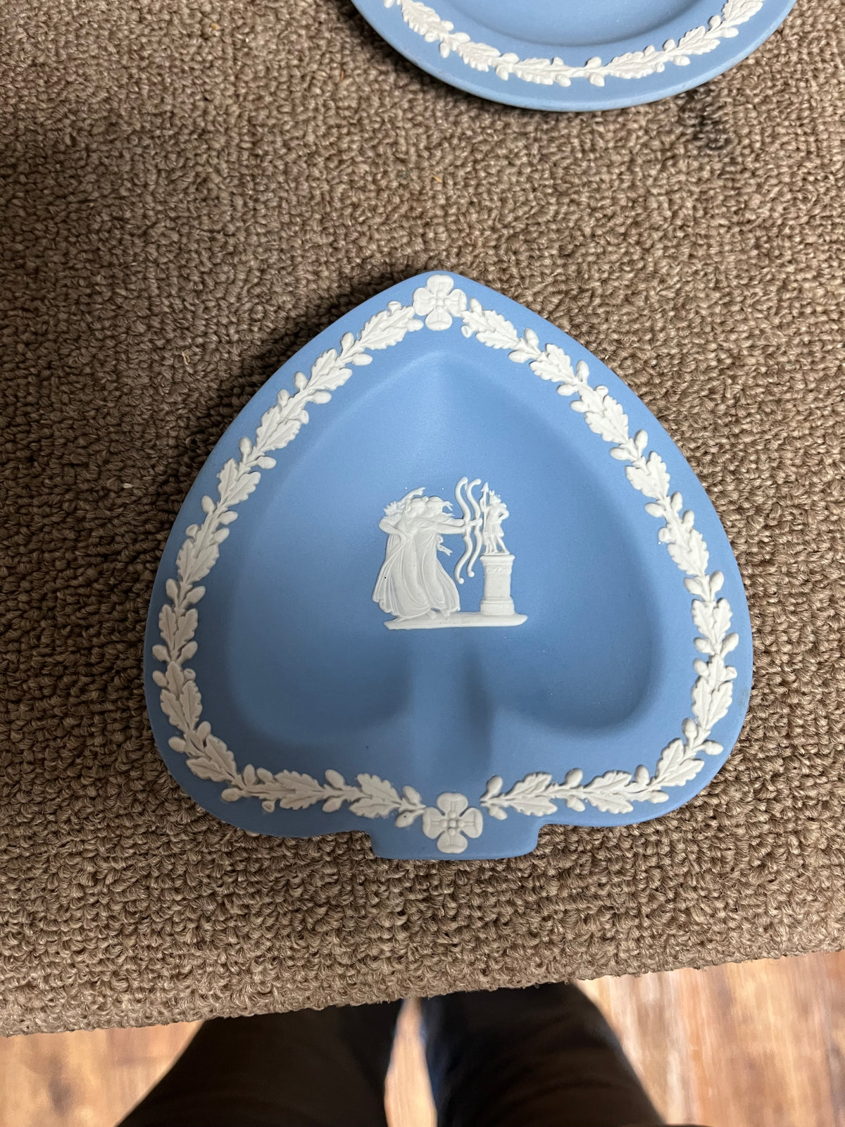 Wedgwood Blue Jasperware Spade-Shaped Trinket Dish