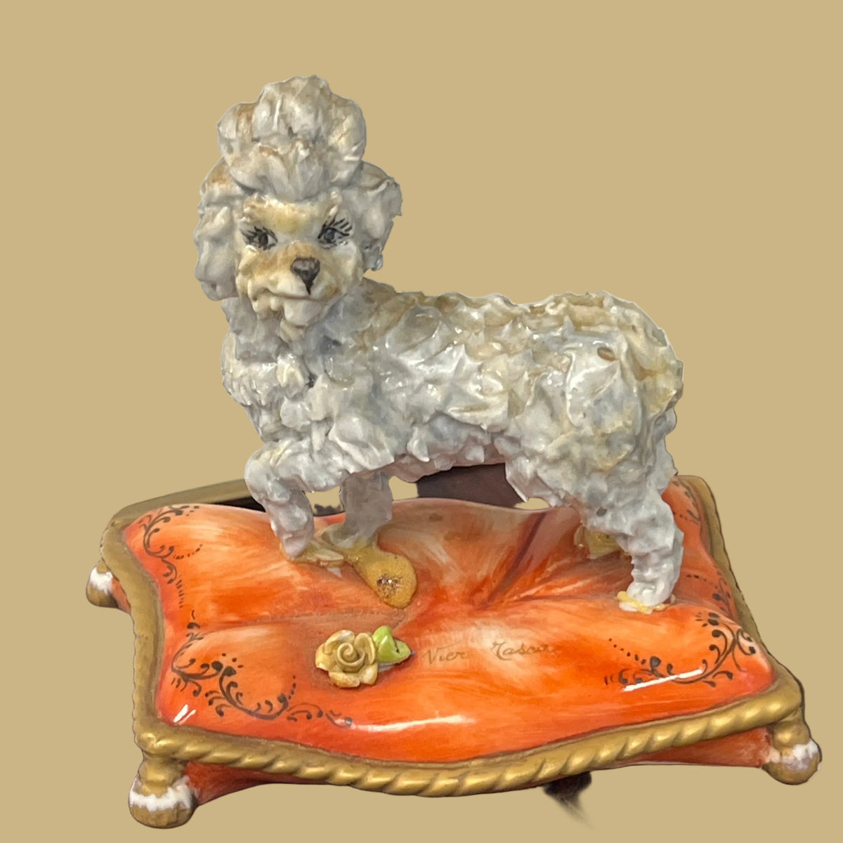 Capodimonte Porcelain Poodle Figurine