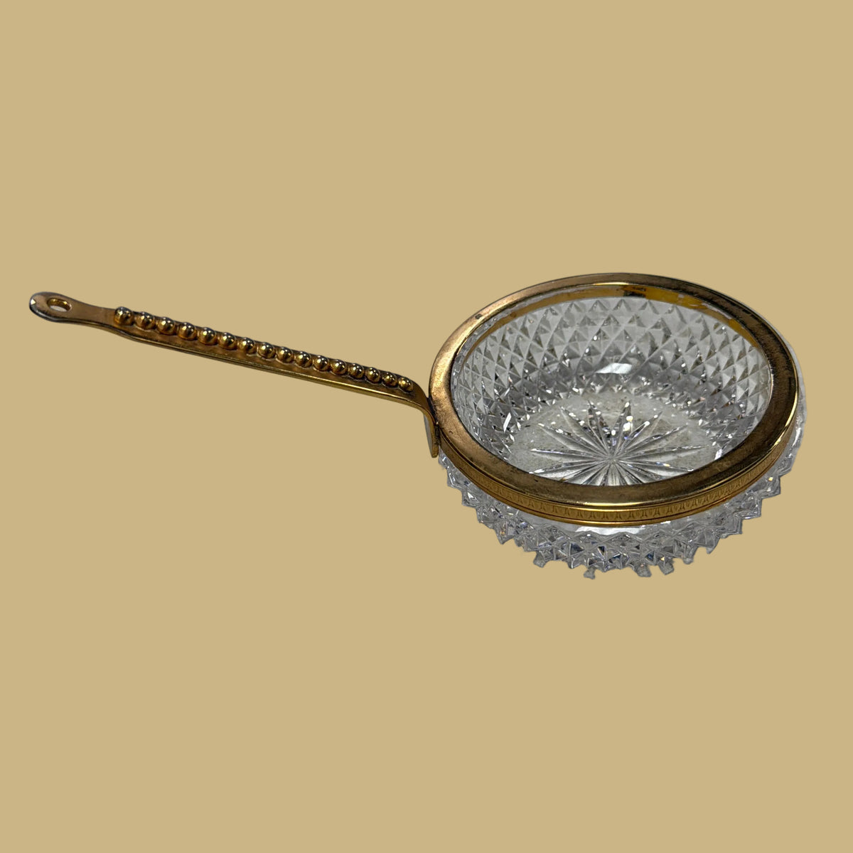 Crystal Dish with Bronze Handle