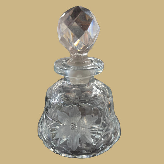 Etched Perfume Bottle w/Flowers