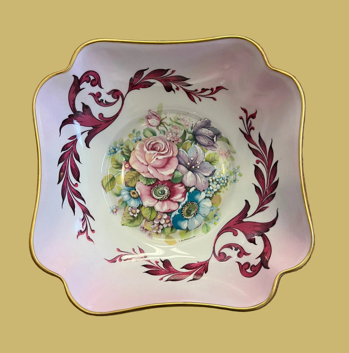 Vintage Limoges Pedestal Bowl w/Roses