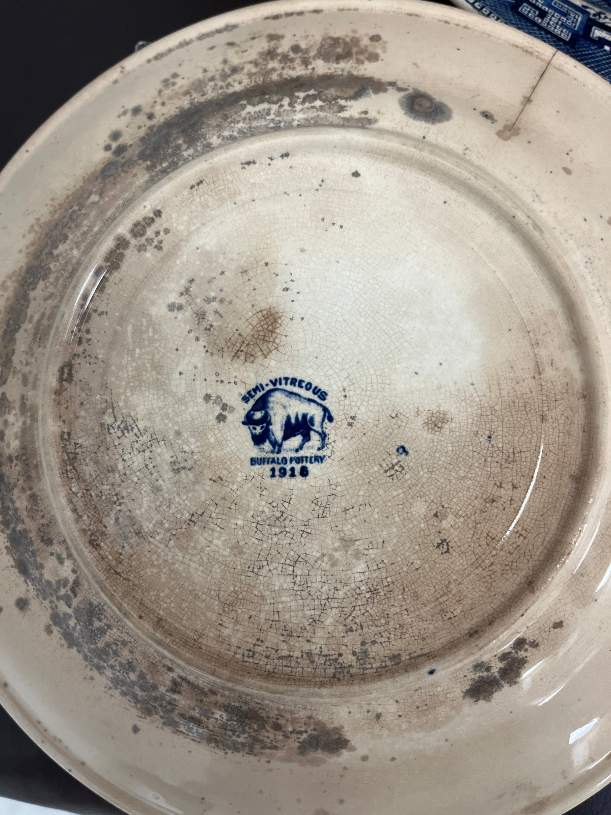Antique 1916 Buffalo Pottery Blue Willow Plate