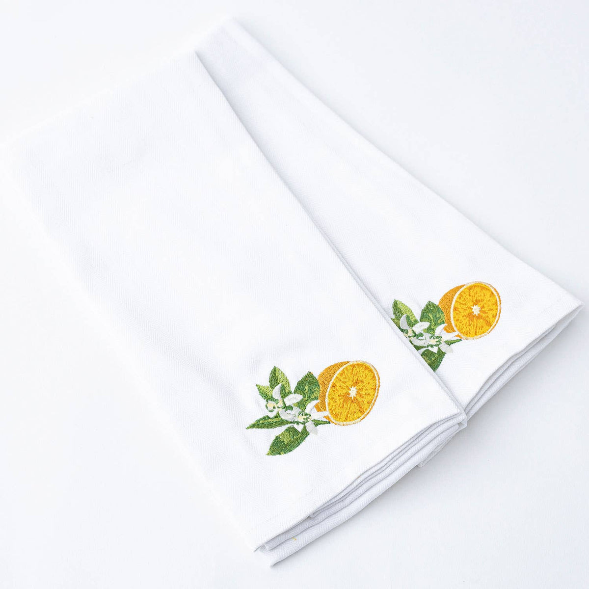 Orange Blossom Embroidered Kitchen Towel Set