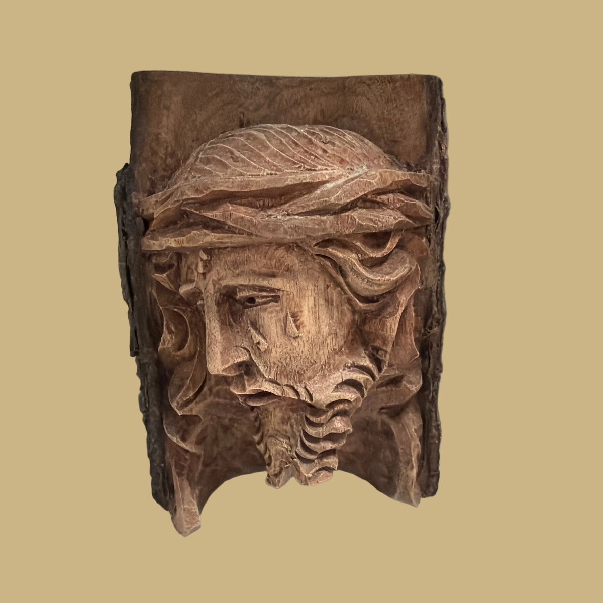 Face of Christ Carved Wood, Small