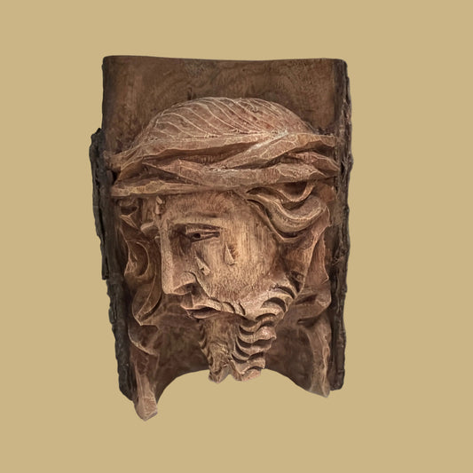 Face of Christ Carved Wood, Small