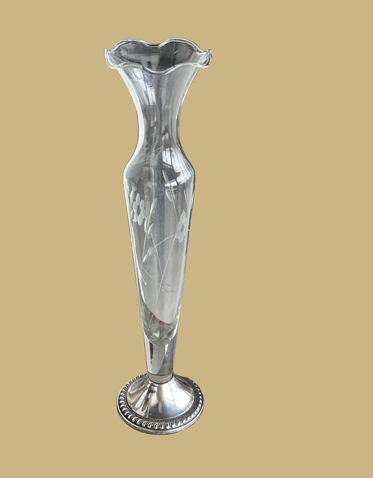 Duchin Creation Glass Vase w/Sterling Base