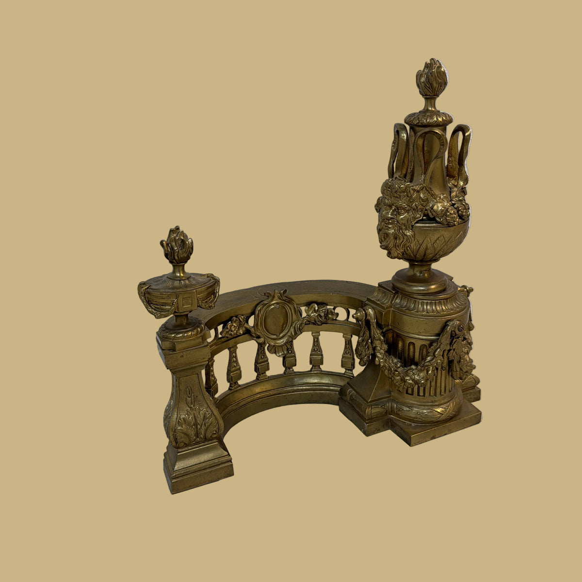 19th-Century French Louis XVI Style Gilt Bronze Chenet Andirons, Pair