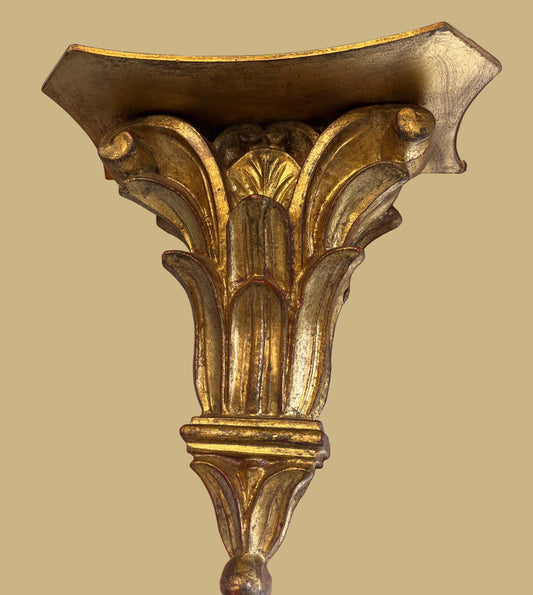 Gilded Wood Wall Shelf w/Acanthus Leaf Motifs