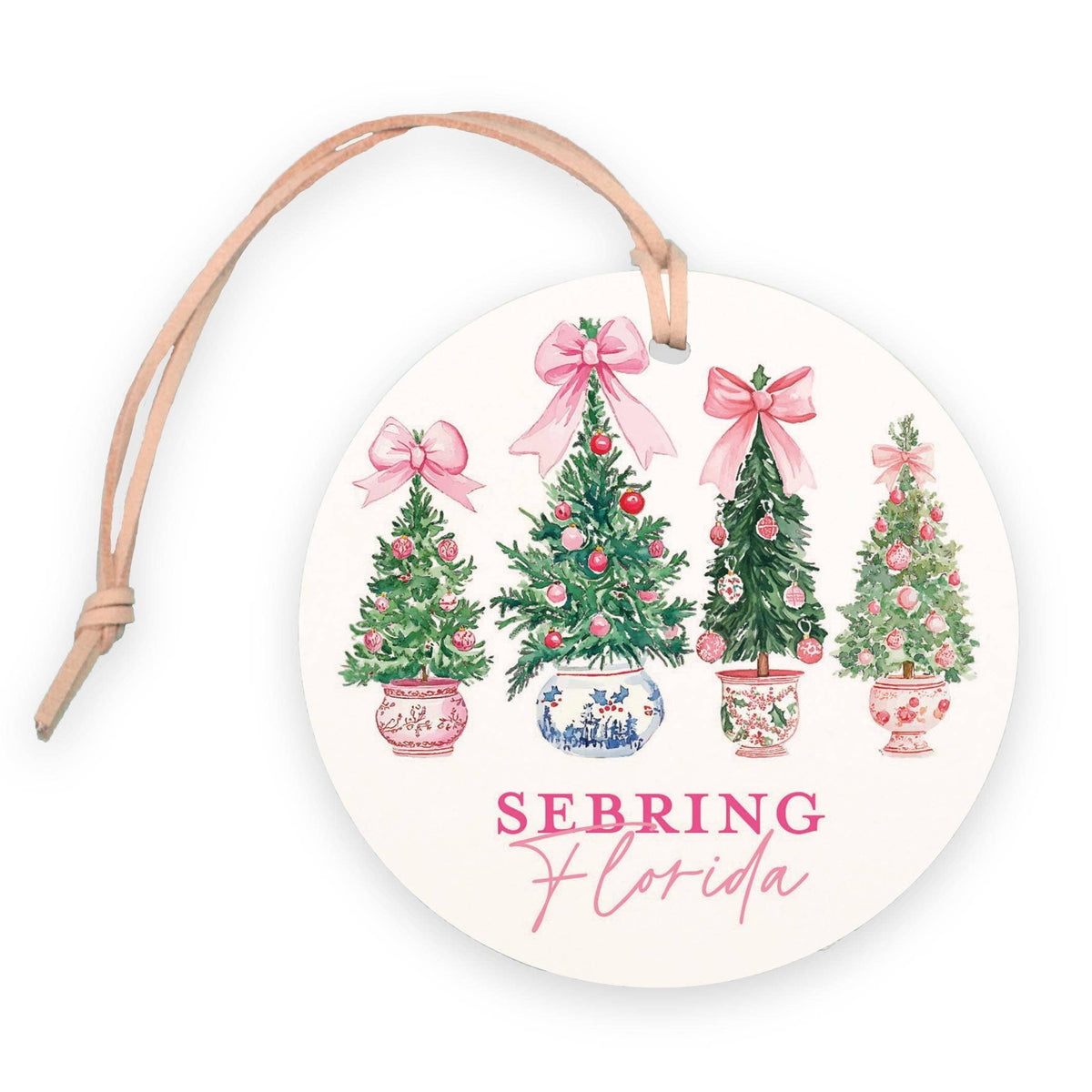 4" Round Ornament-Blush & Baubles Sebring Florida: White/Regular