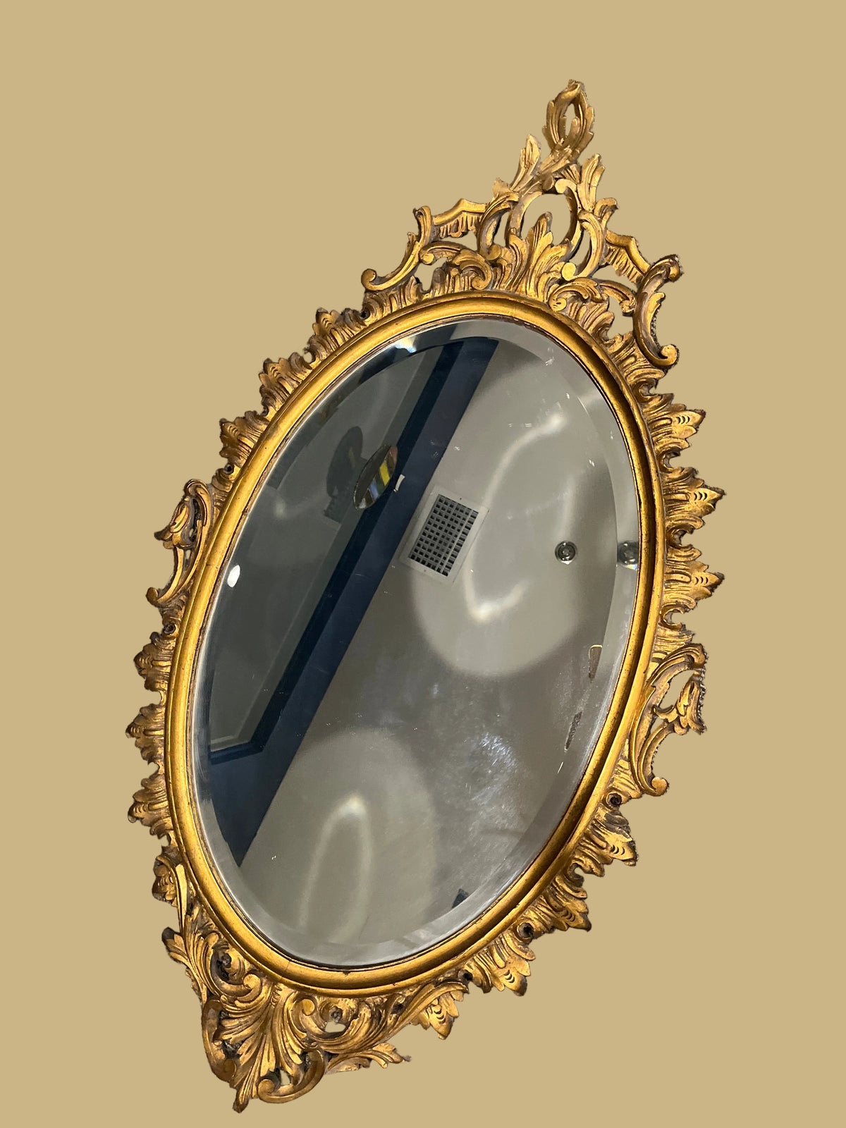 Antique French Oval Beveled Mirror