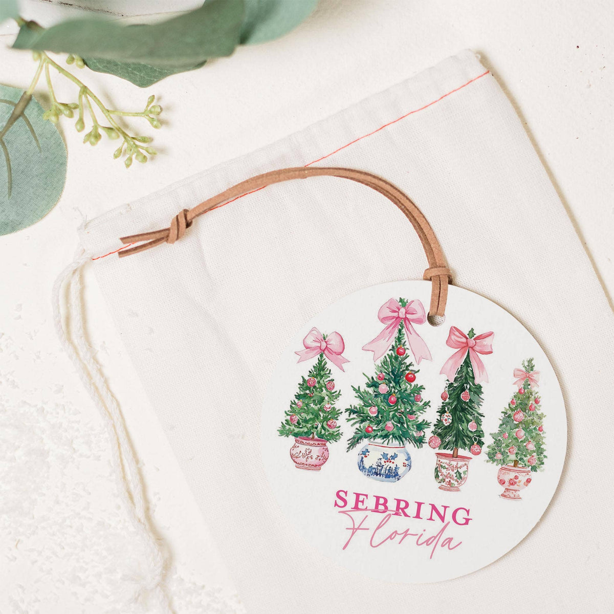 4" Round Ornament-Blush & Baubles Sebring Florida: White/Regular