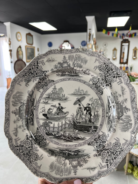 Transferware plate in the Napier pattern