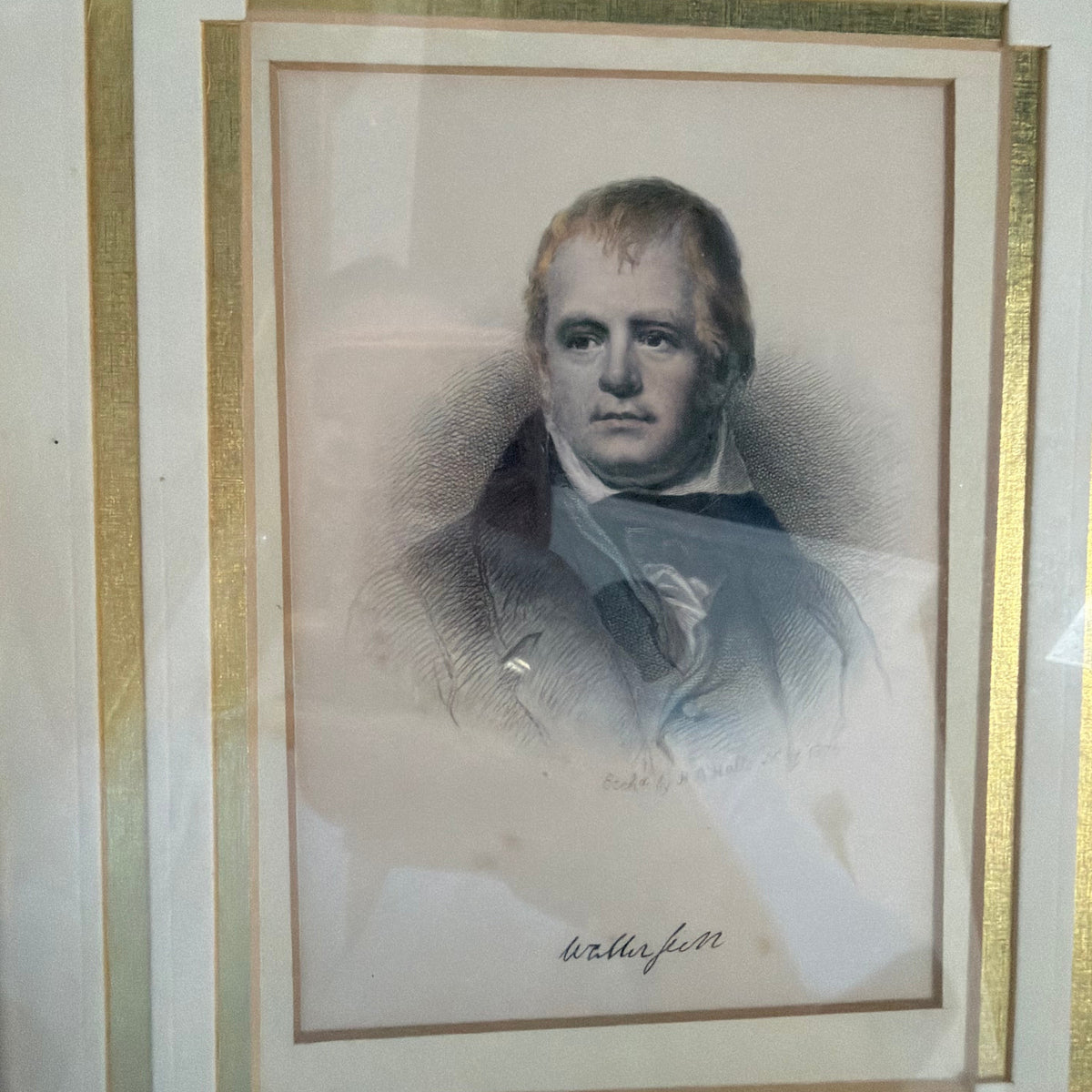 1876 Etching Sir Walter Scott