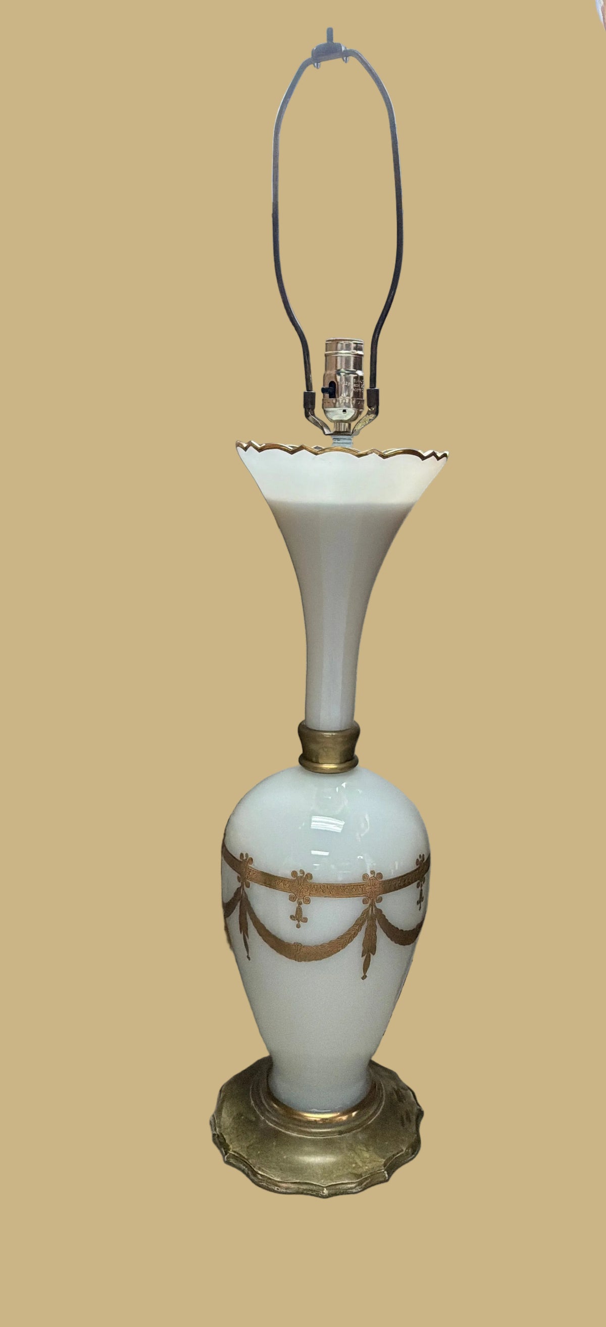 Vintage French Opaline Glass Lamp