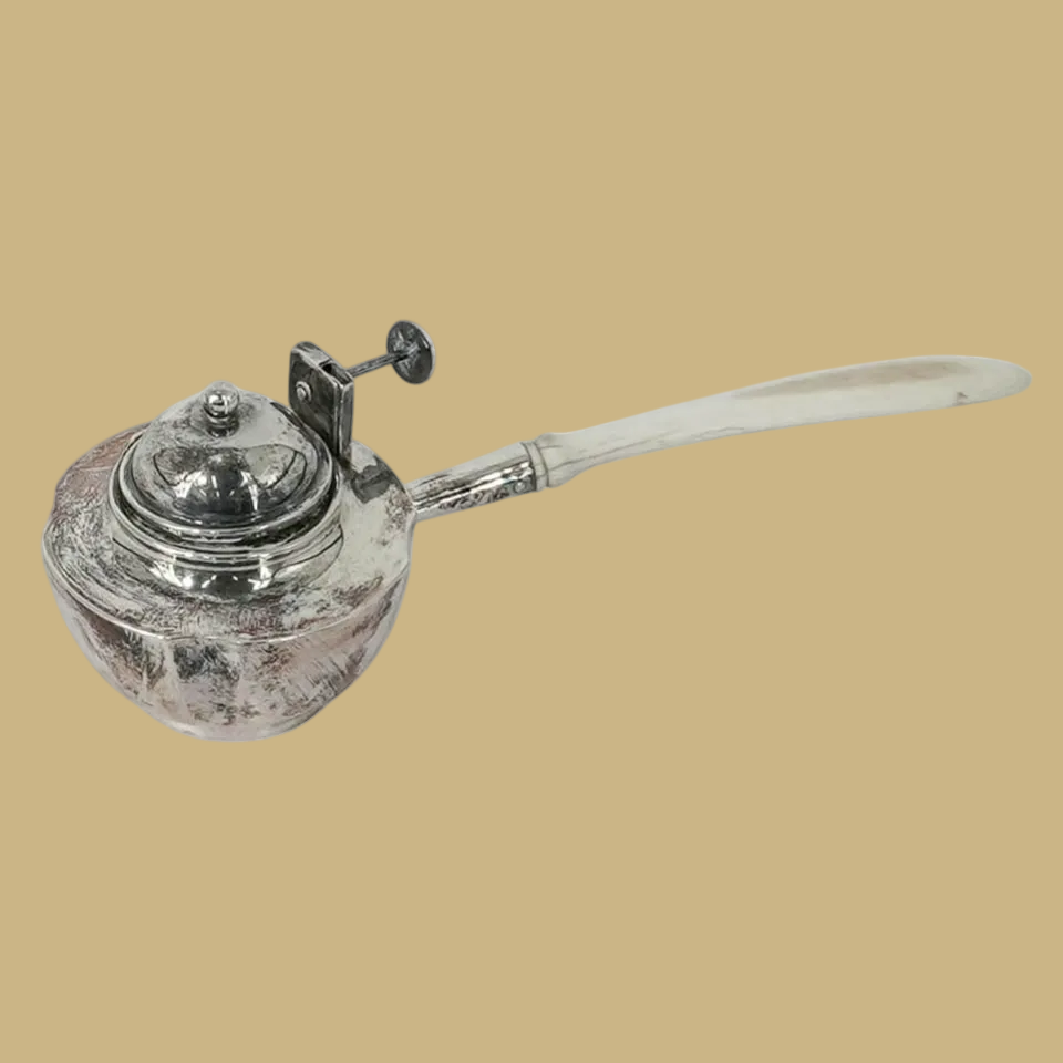 Antique Silver Plated & Bone Brandy Lighter