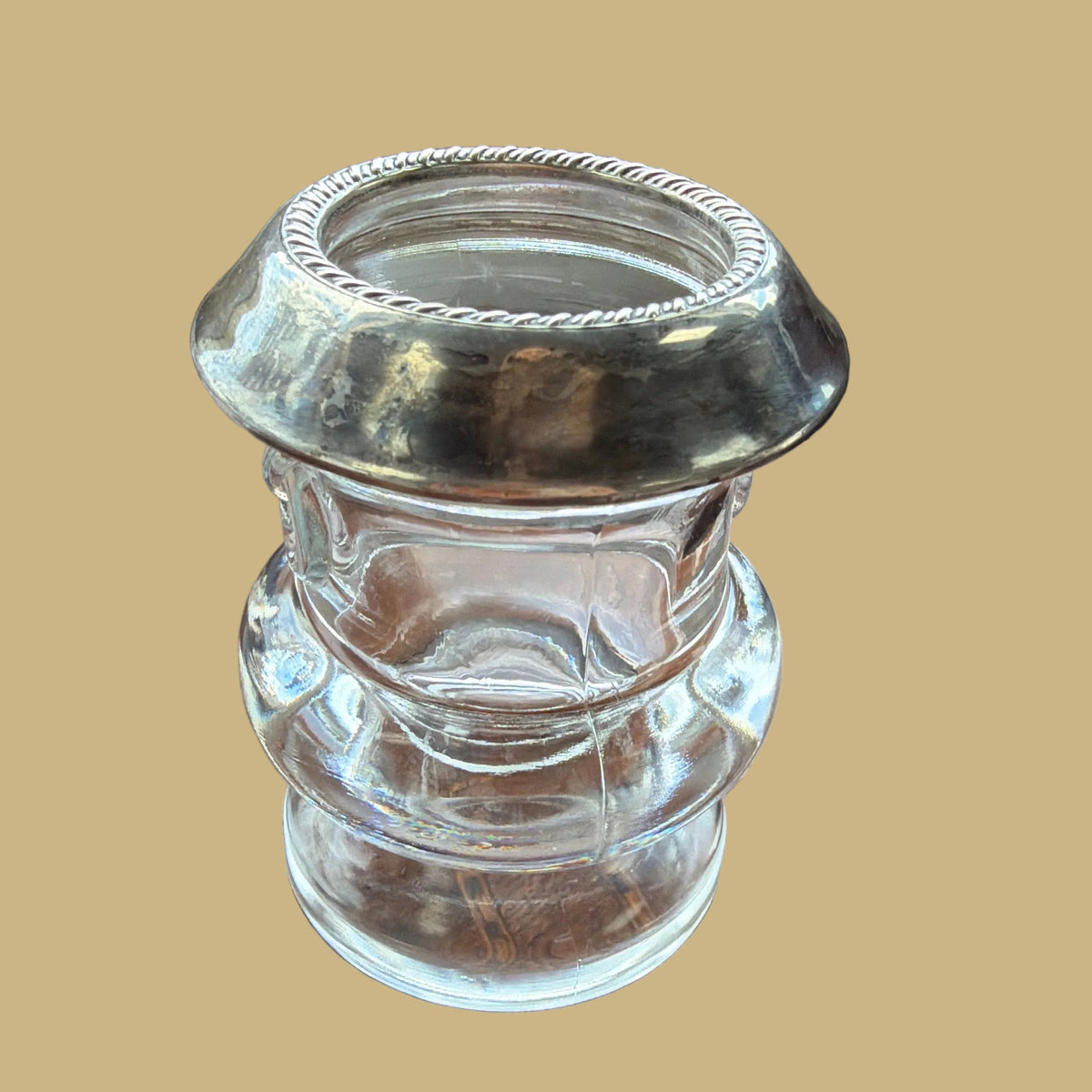 Vintage Sterling Silver & Glass Toothpick Holder