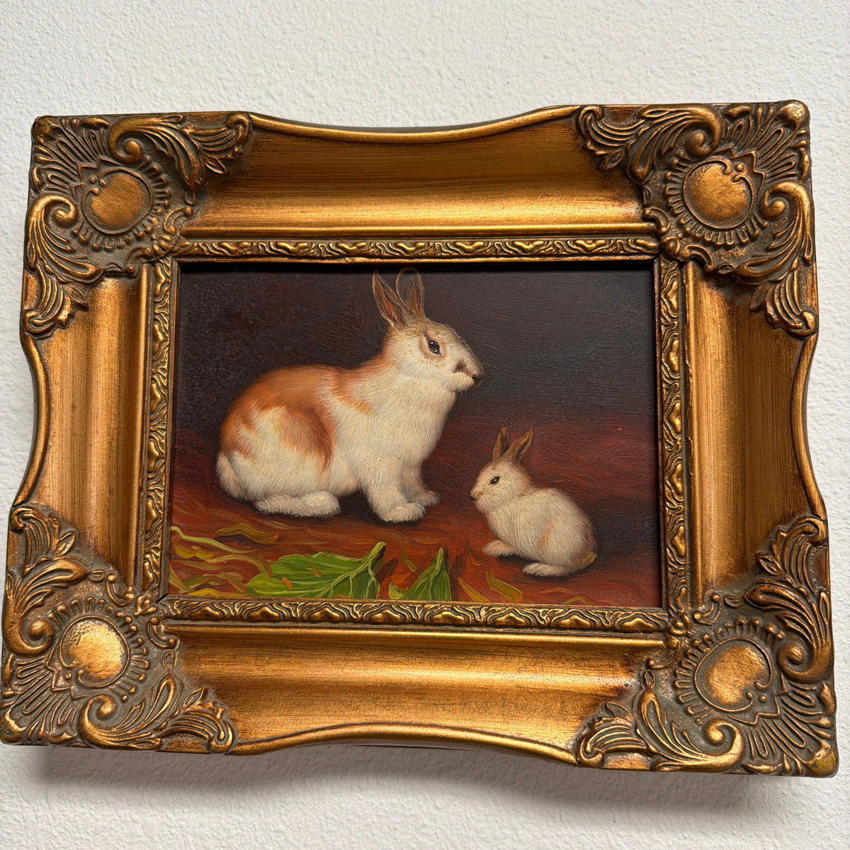 Hand-painted Rabbits Framed