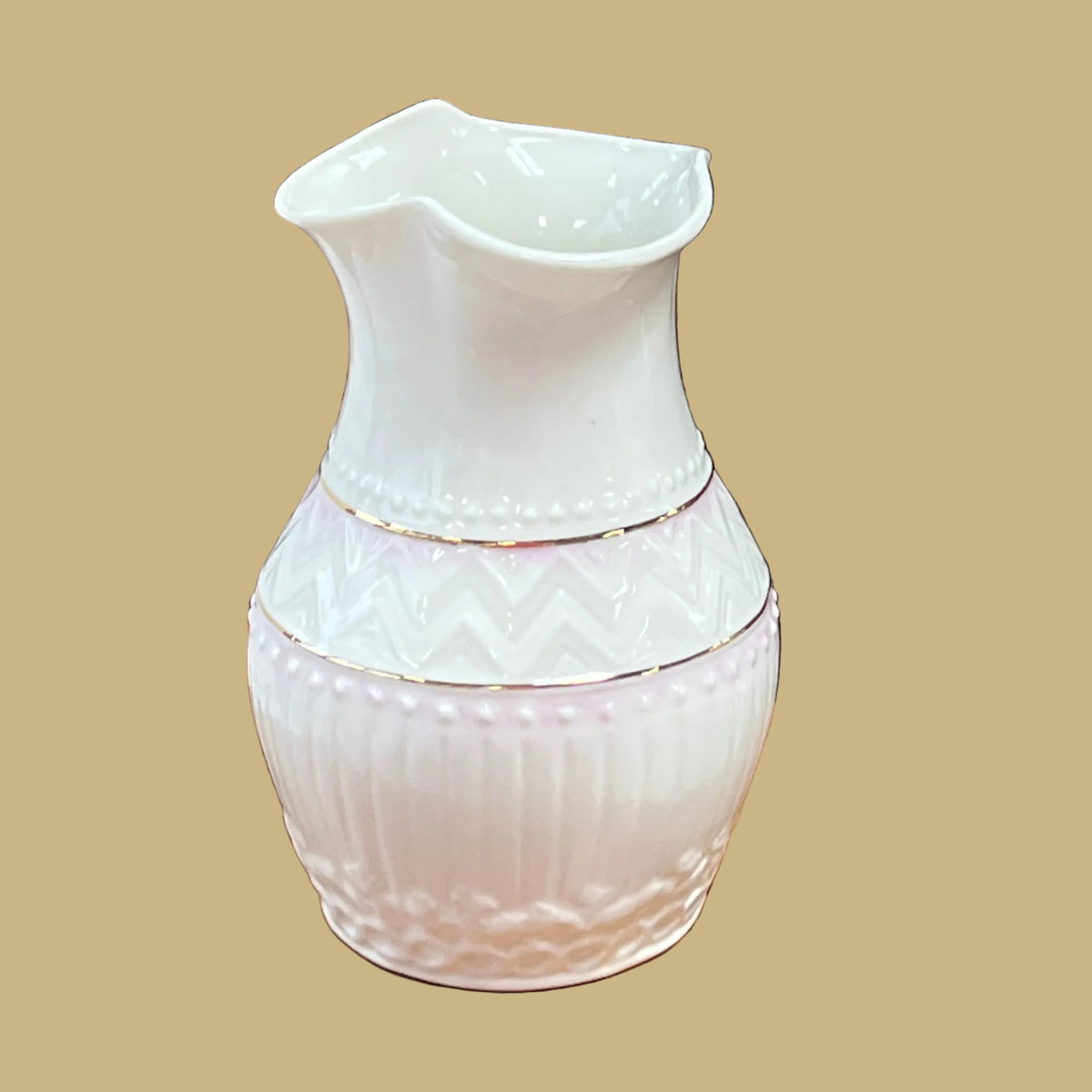 Belleek Ivory & Pink Vase, Small