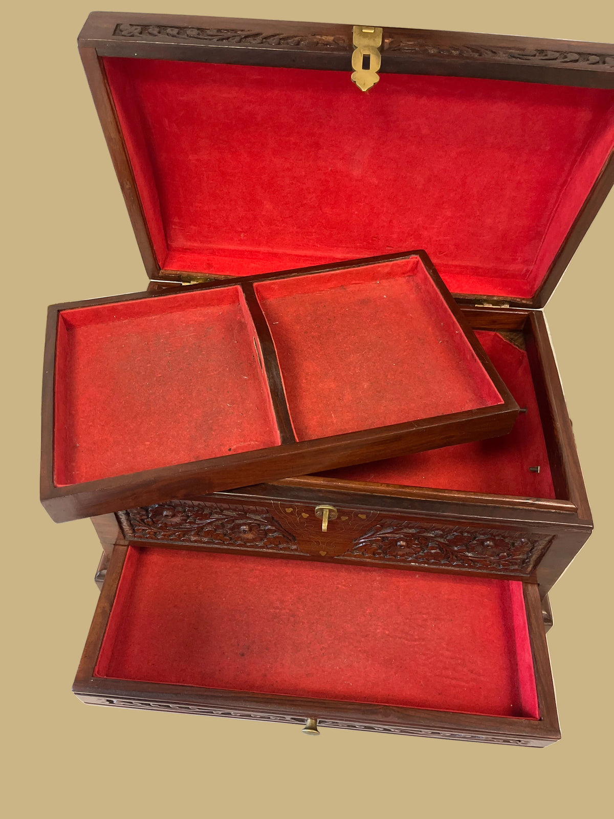Hand Carved Wooden Chest