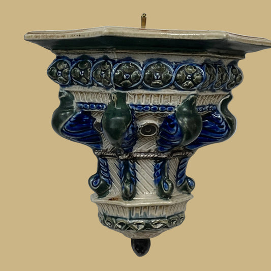 19th-Century Majolica Glazed Ceramic Wall Console Bracket