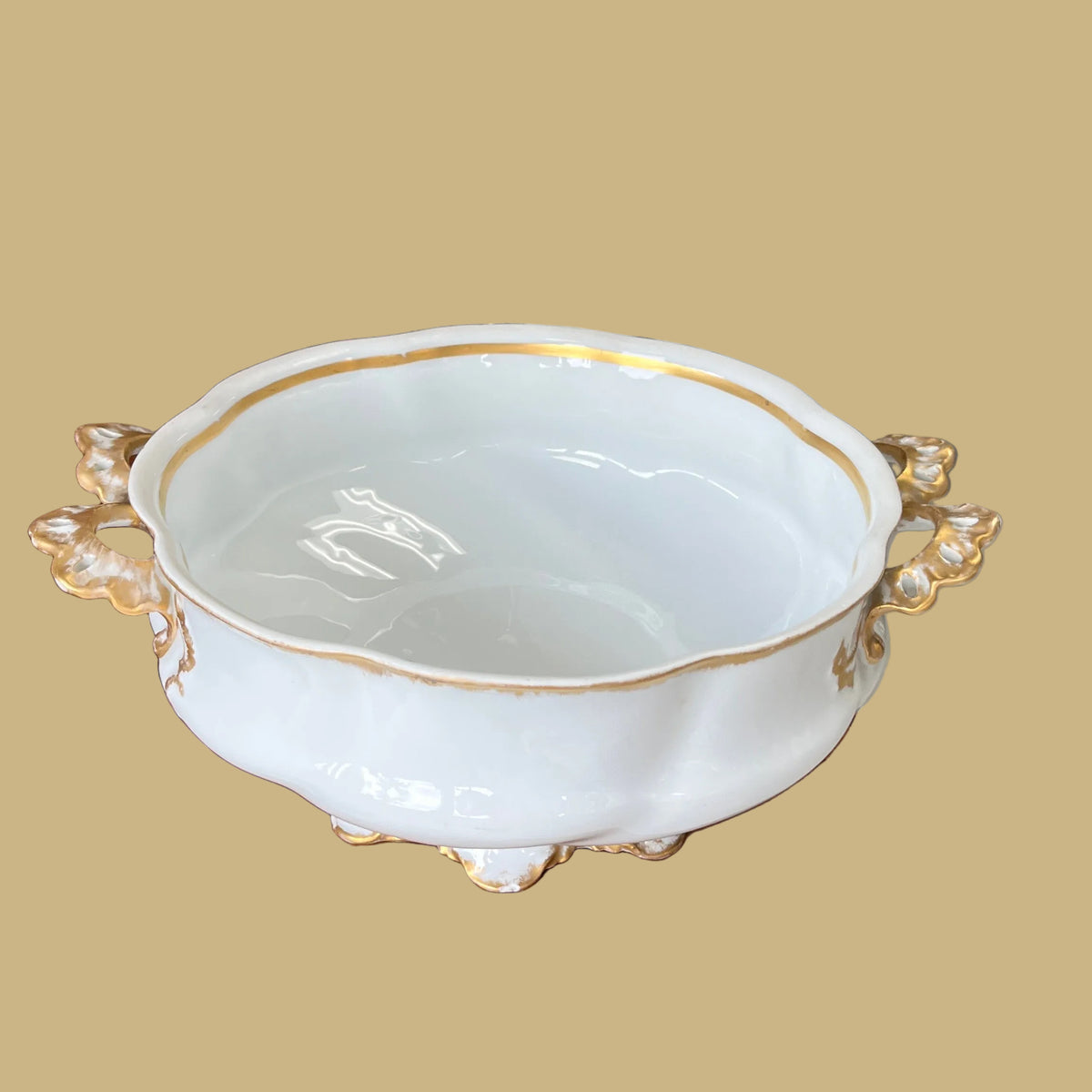 German Hoflieferant Tureen w/Gold Handles & Rim