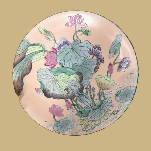 Vintage 1970s Chinoiserie Decorative Ceramic Plate