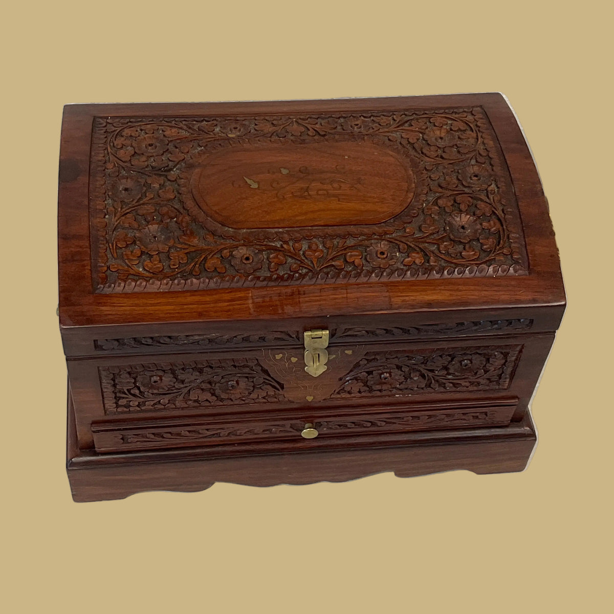 Hand Carved Wooden Chest