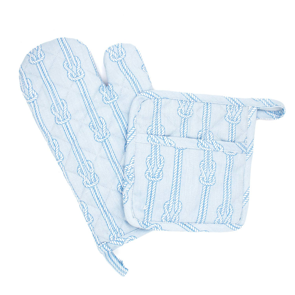 Nautical Knot Cotton Oven Mitt & Potholder Set
