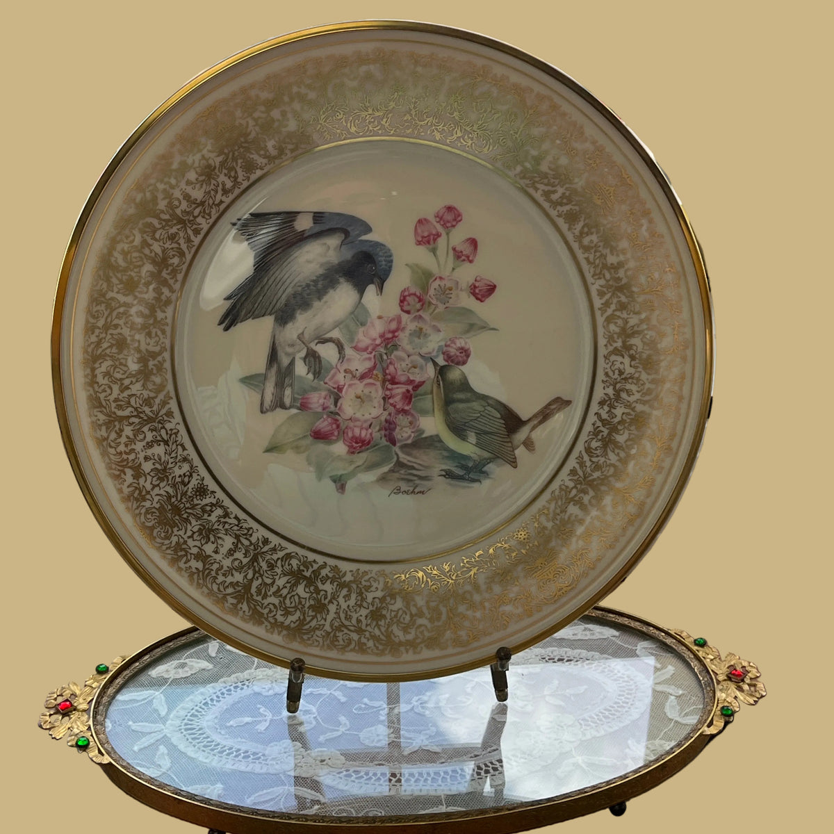 Lenox 1980 Annual Limited Edition Black-Throated Blue Warbler Plate