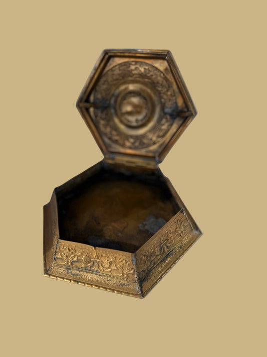 Antique Hexagonal Brass Box