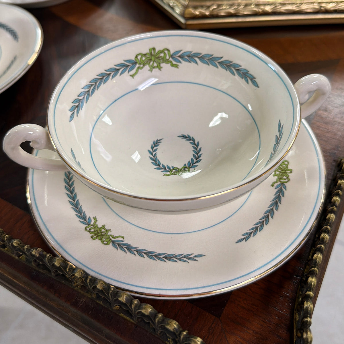 Myott Staffordshire England Soup Bowl & Saucer Set