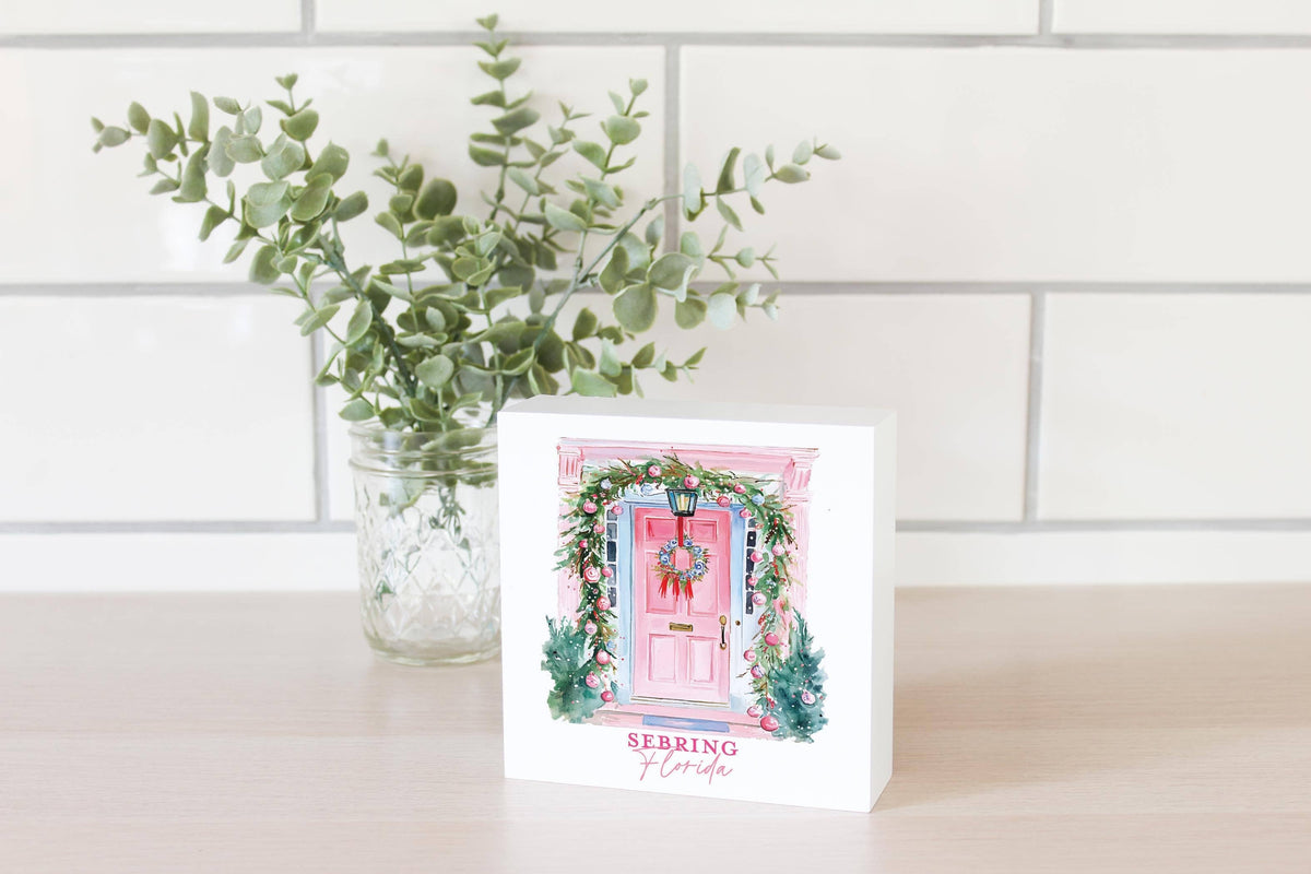 5x5 Wood Block-Blush & Baubles Sebring Florida: White/Regular