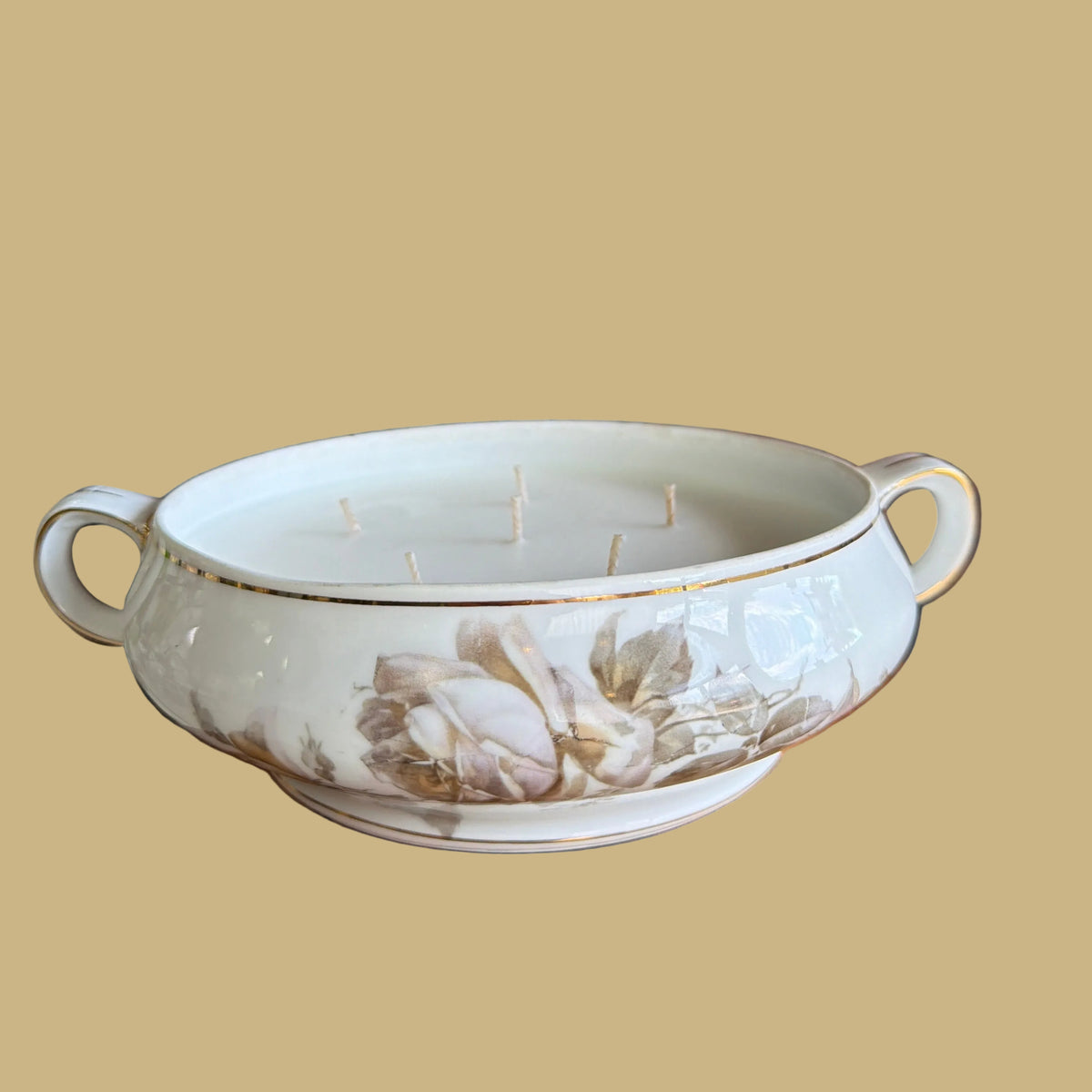 Vintage Porcelain Floral Candle Tureen