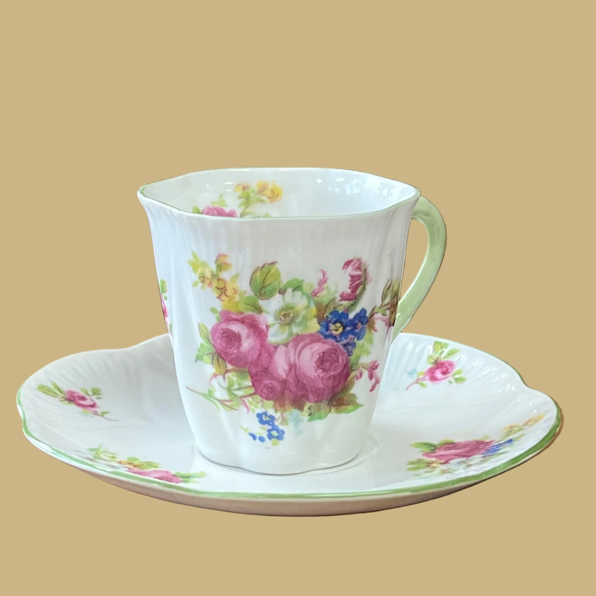 Shelley 'Hulmes Rose' demitasse teacup & saucer No.