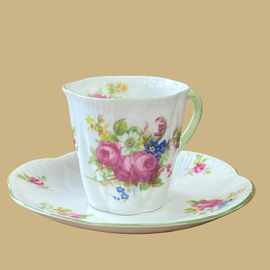 Shelley 'Hulmes Rose' demitasse teacup & saucer No.