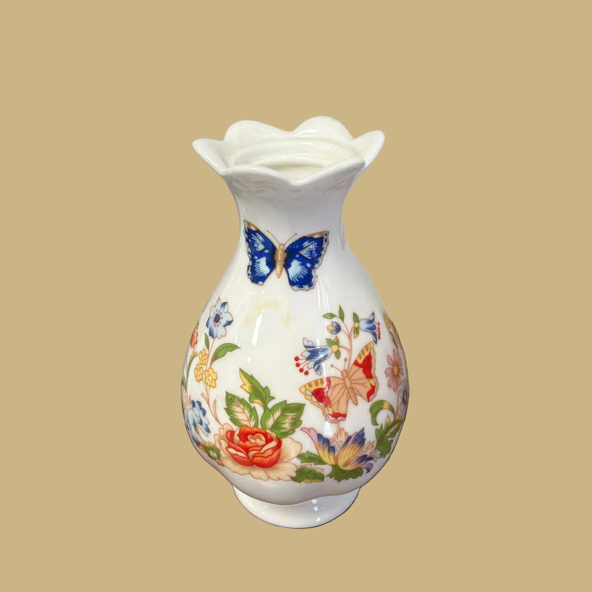 Aynsley Bone China Vase "Cottage Garden" Pattern/Small