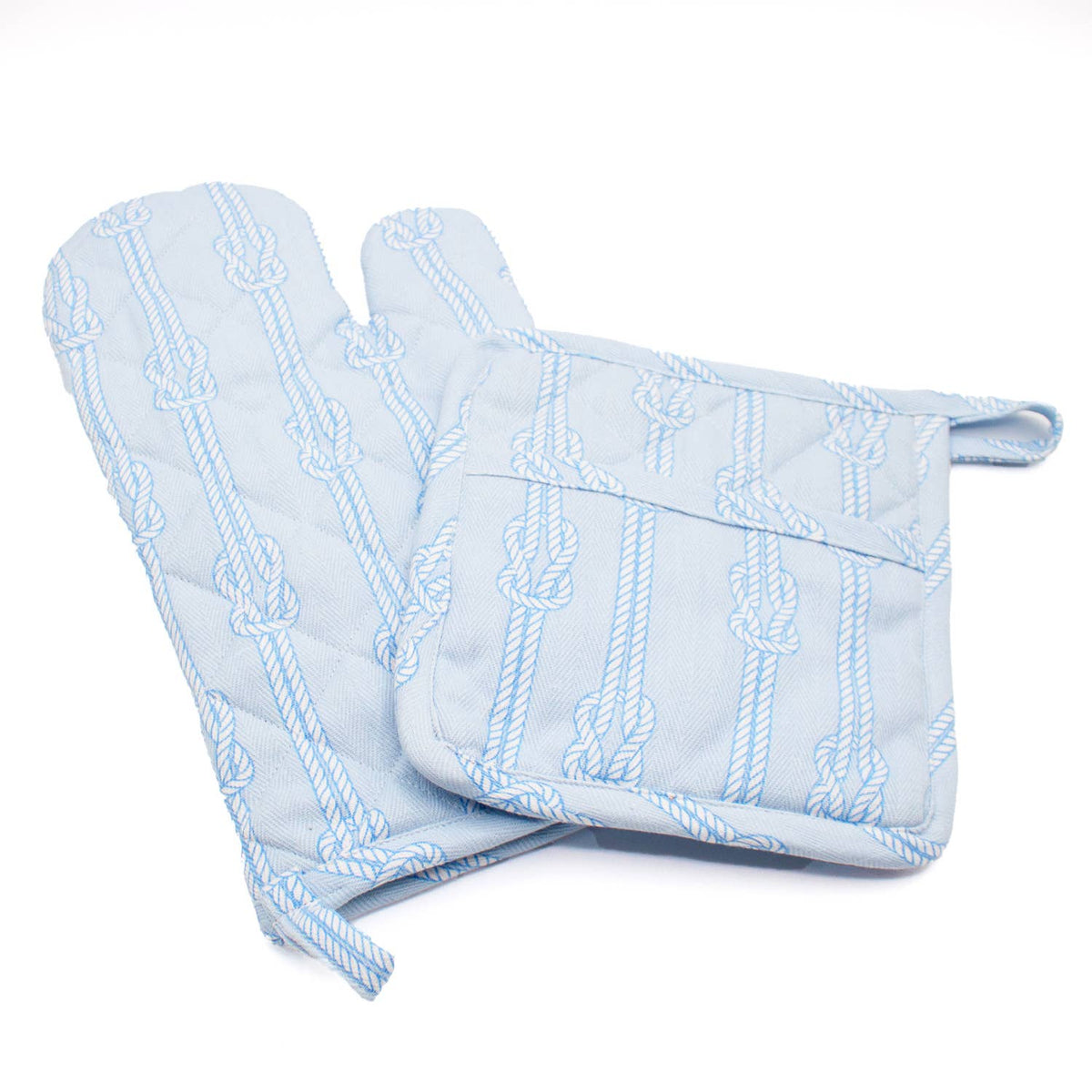 Nautical Knot Cotton Oven Mitt & Potholder Set
