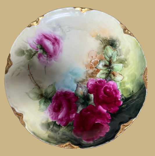 Vintage Haviland Hand Painted Rose Plate