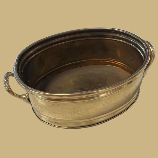 Vintage Brass Oval Planter with Handles