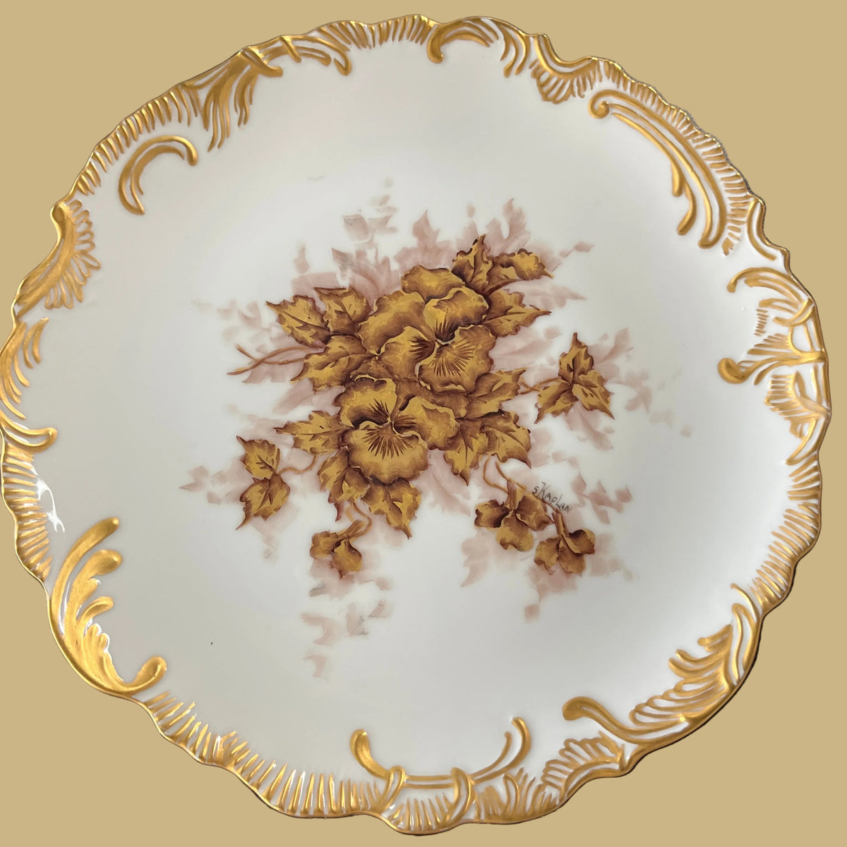 Artist-signed porcelain plate by Silvia Kaplan