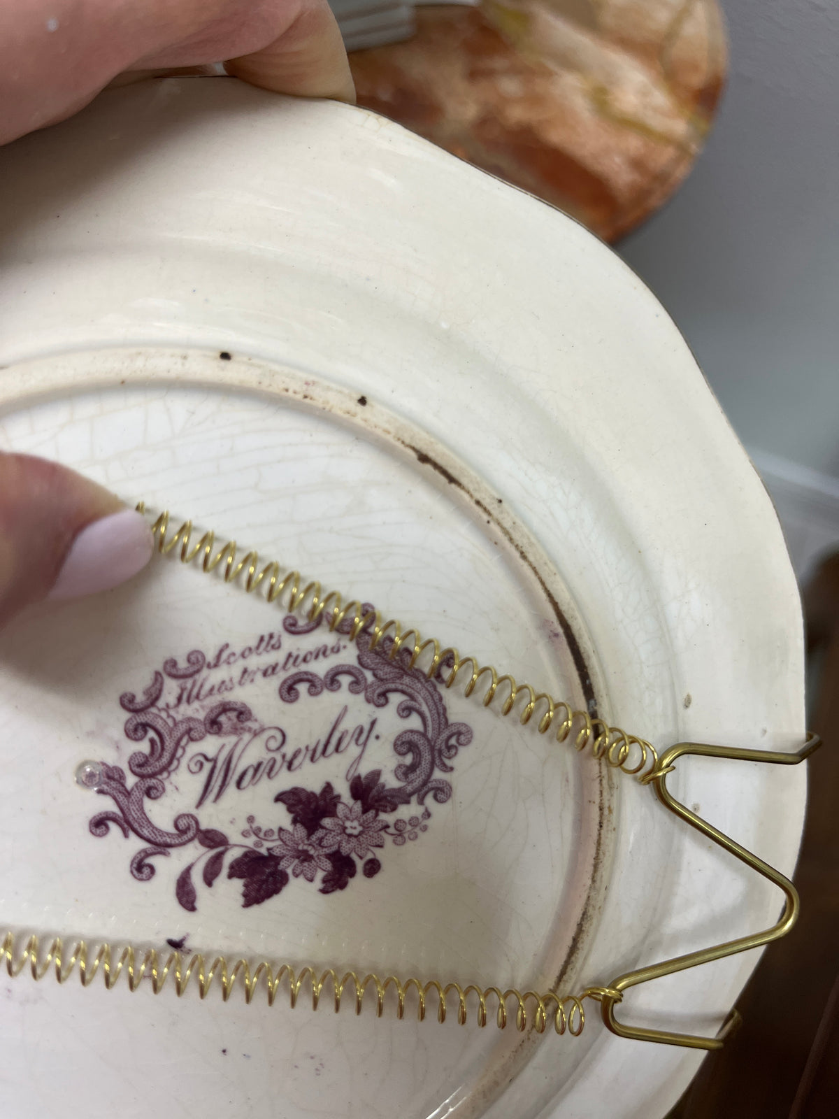 Antique English Transferware Plate, Waverley Pattern