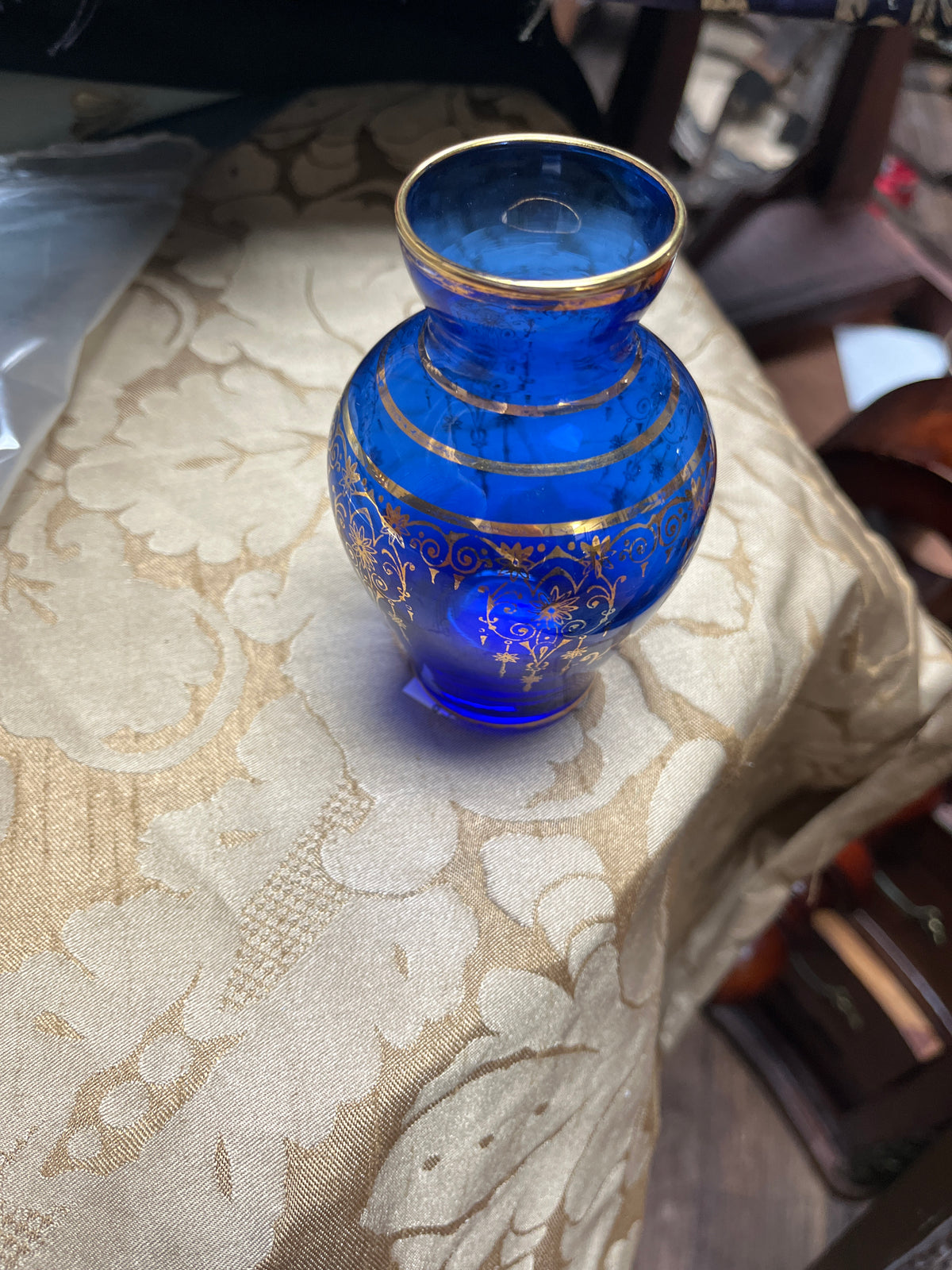 Vecchia Murano Cobalt 24k Gold Vase