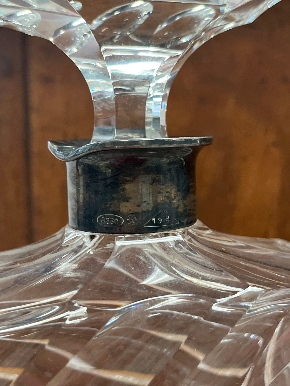 Crystal Decanter w/Silver Collar & Stopper