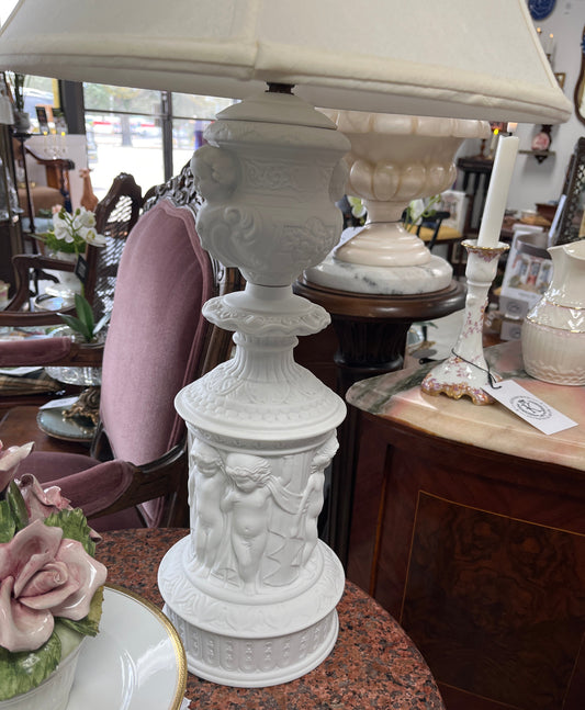 19th-Century Dresden Cherub Table Lamp, German